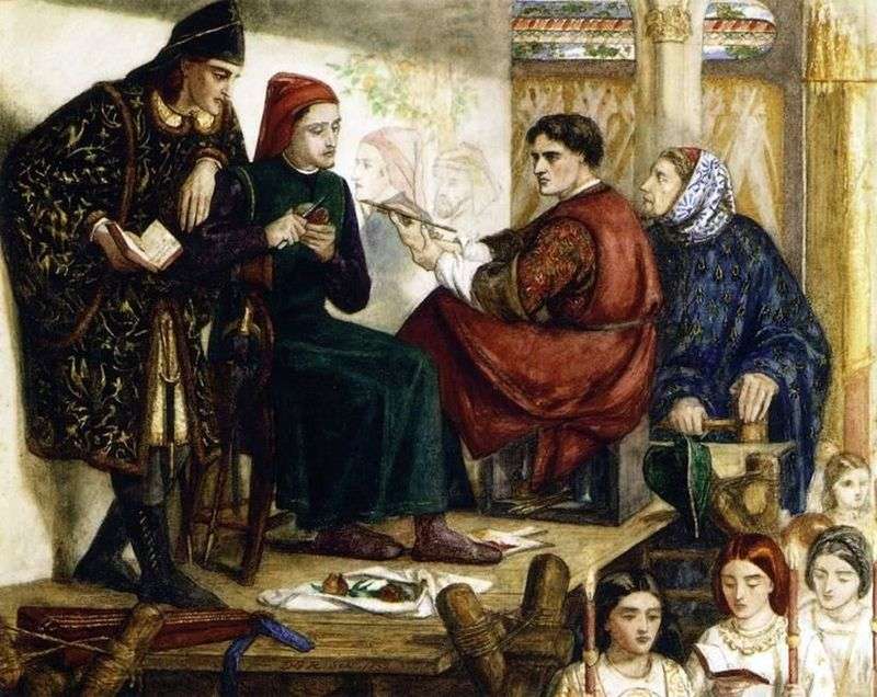 Giotto maluje portret Dantego   Williama Michaela Rossettiego