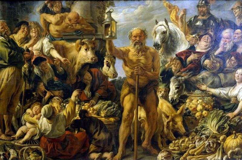 Diogenes poszukujący Człowieka   Jacob Jordaens