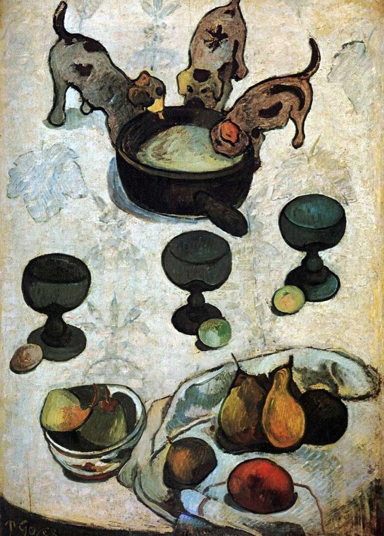 Martwa natura z trzema szczeniętami   Paul Gauguin