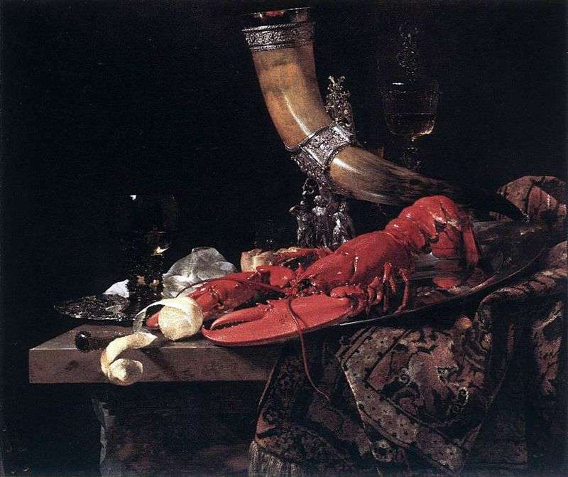 Martwa natura z pitną róg   homar i okulary   Willem Kalf