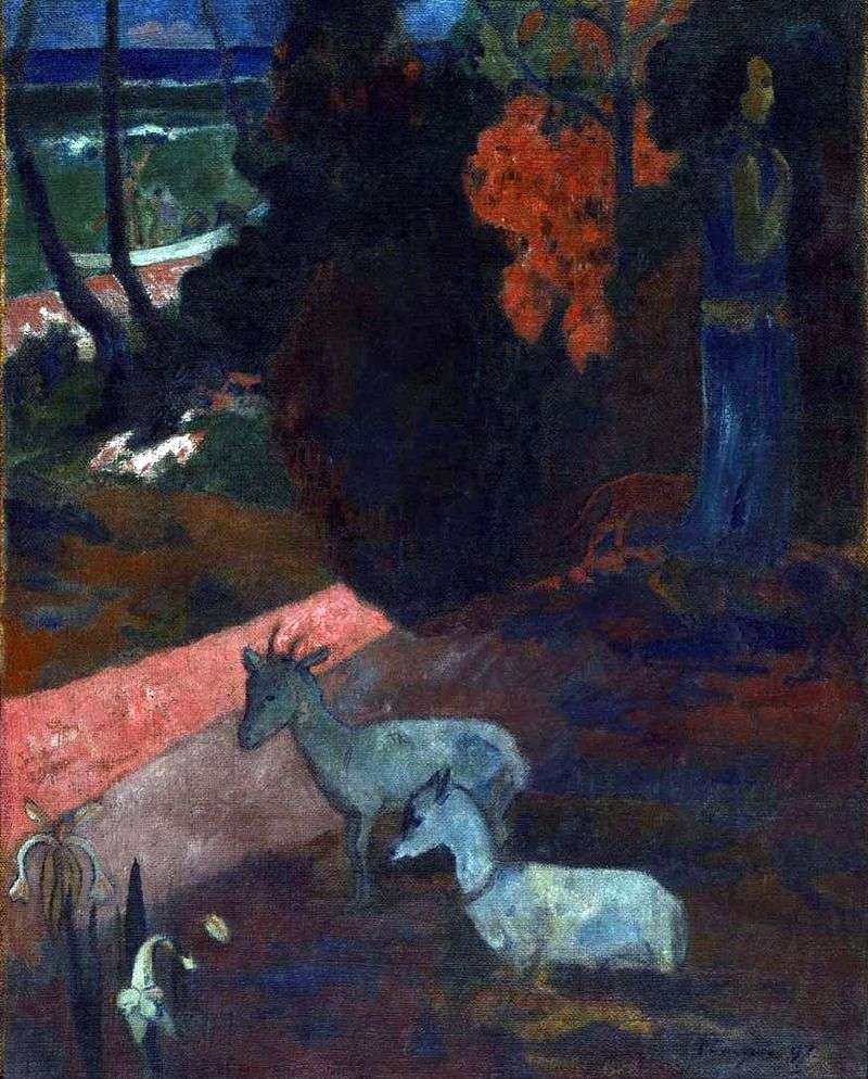 Pejzaż z dwoma kozami   Paul Gauguin