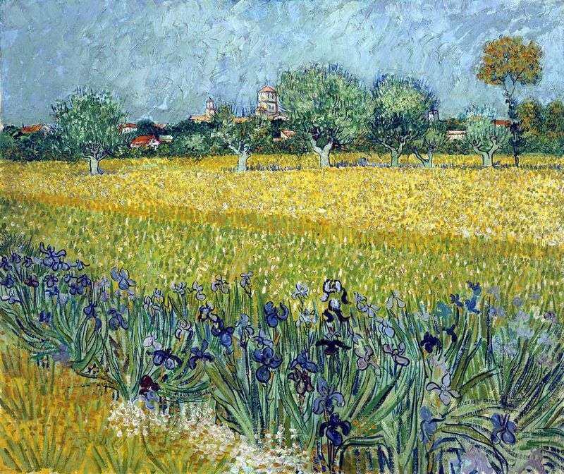 Zobacz na Arles z irysami na pierwszym planie   Vincent Van Gogh