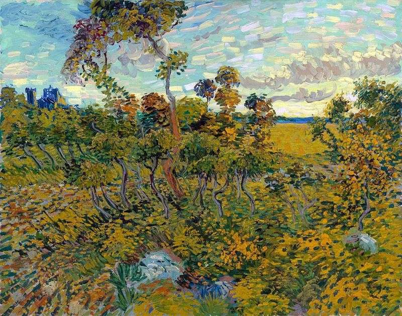 Zachód słońca w Montmacour   Vincent Van Gogh