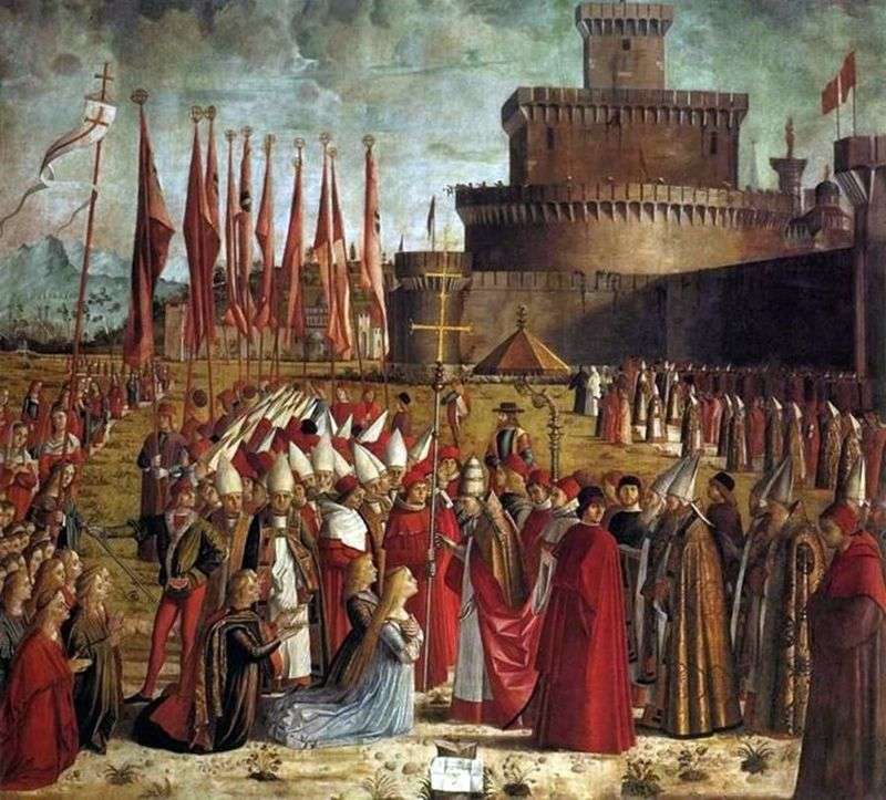 Spotkanie pielgrzymów z ojcem Kyriakiem   Vittore Carpaccio