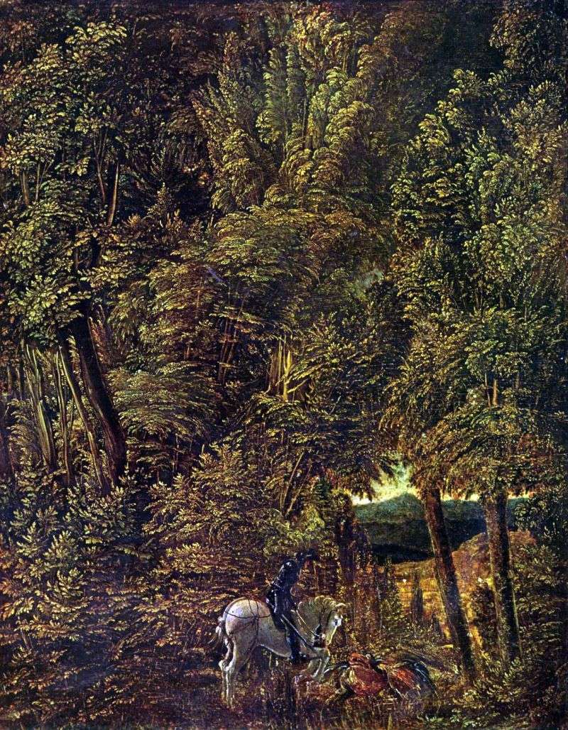 Krajobraz leśny z St. George Hitting the Dragon   Albrecht Altdorfer
