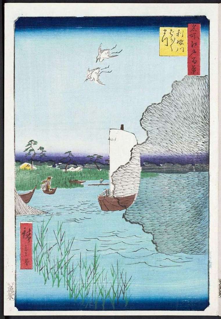 Barabara Matsu na wybrzeżu Tonegawa   Utagawa Hiroshige