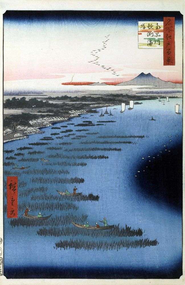 Samezukaigan Beach i South Shinagawa   Utagawa Hiroshige