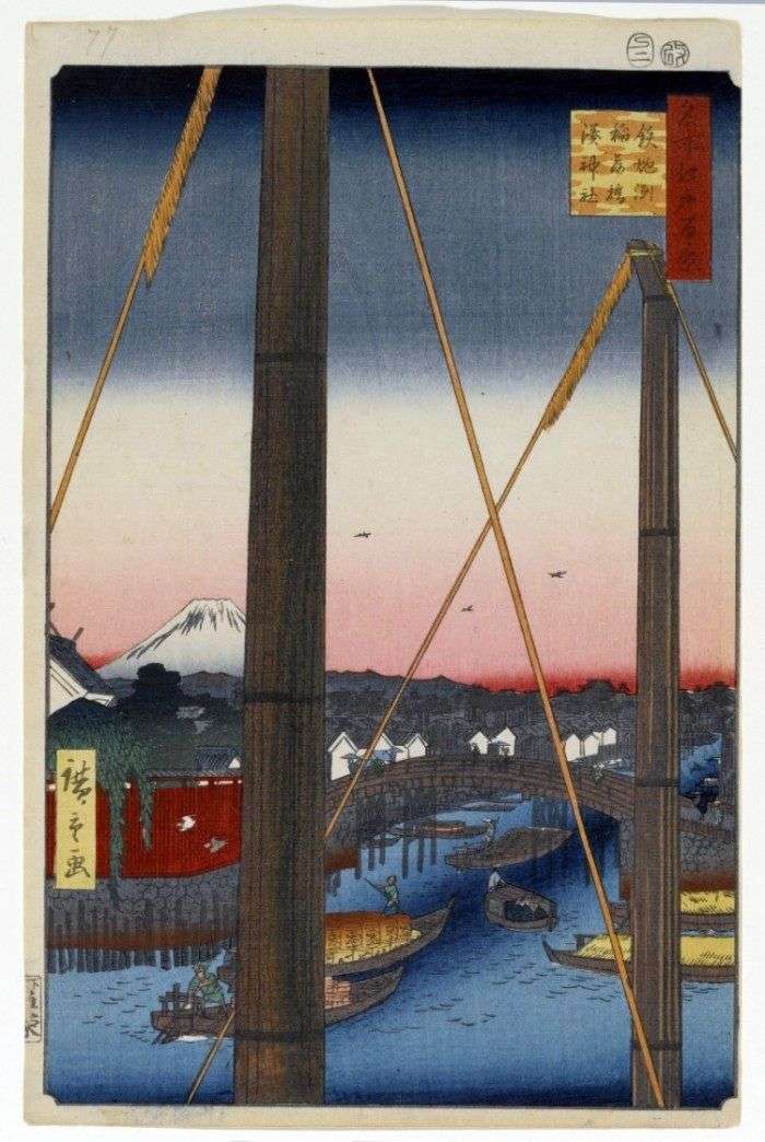 Most Inari bashi w Teppozu, Sanktuarium Minato Jinja   Utagawa Hiroshige