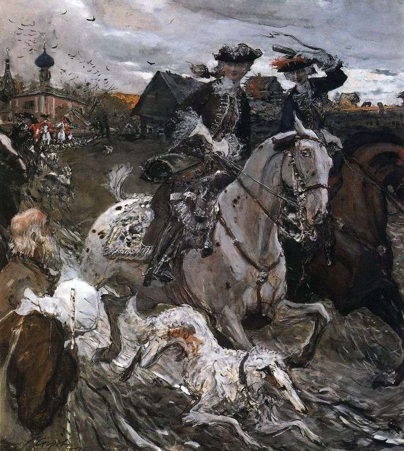 Wyjazd cesarza Piotra II i Tzarerevny Elizabeth Petrovna na polowanie   Valentin Serov