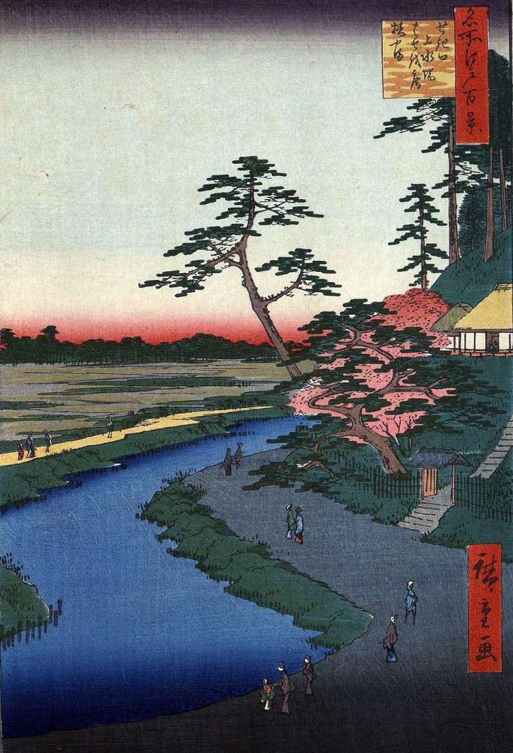 Hut Basean na górze Tsubakiyama w pobliżu akweduktu w dzielnicy Sekiguti   Utagawa Hiroshige