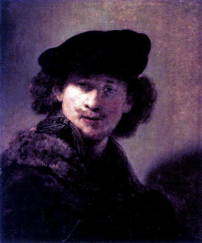 Autoportret w Corduroy Beret   Rembrandt Harmens Van Rhine