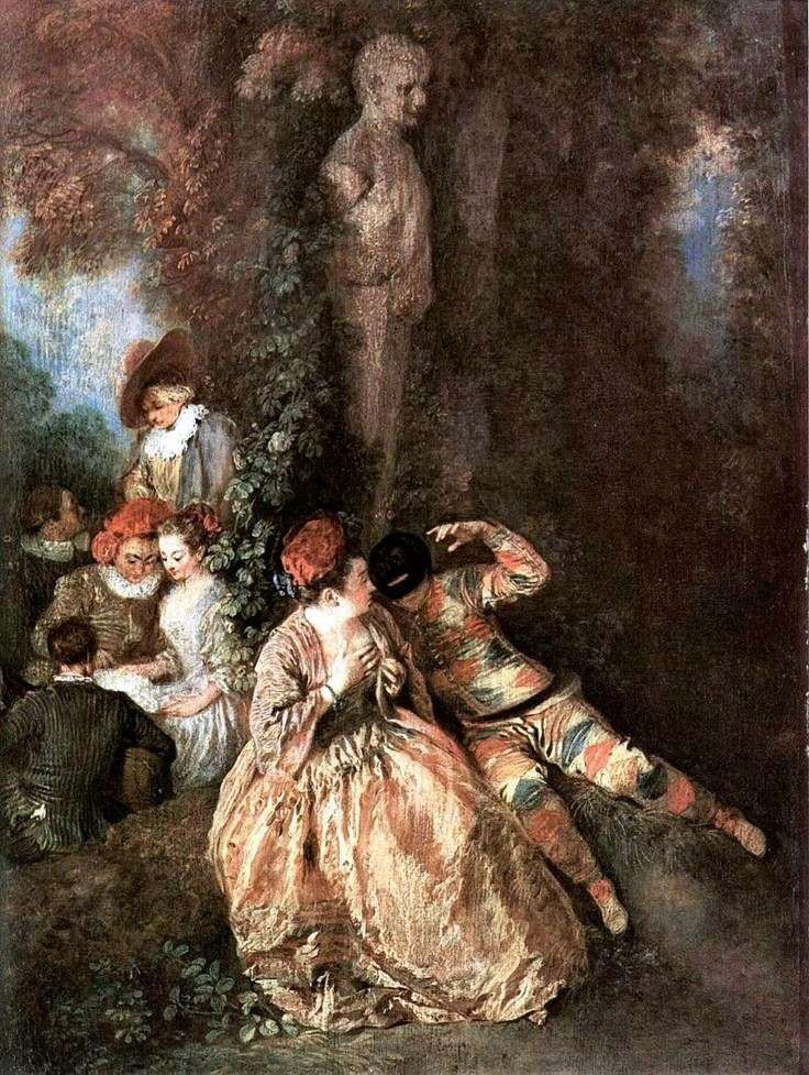 Gallant Harlequin i Columbine   Jean Antoine Watteau