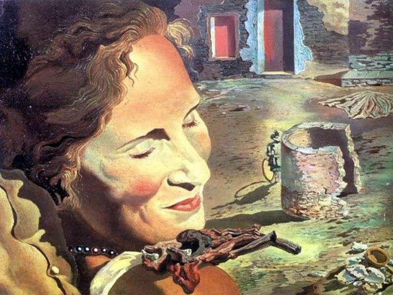 Portret galowy z dwoma jagnięcymi żebrami wyważonymi na ramieniu   Salvador Dali