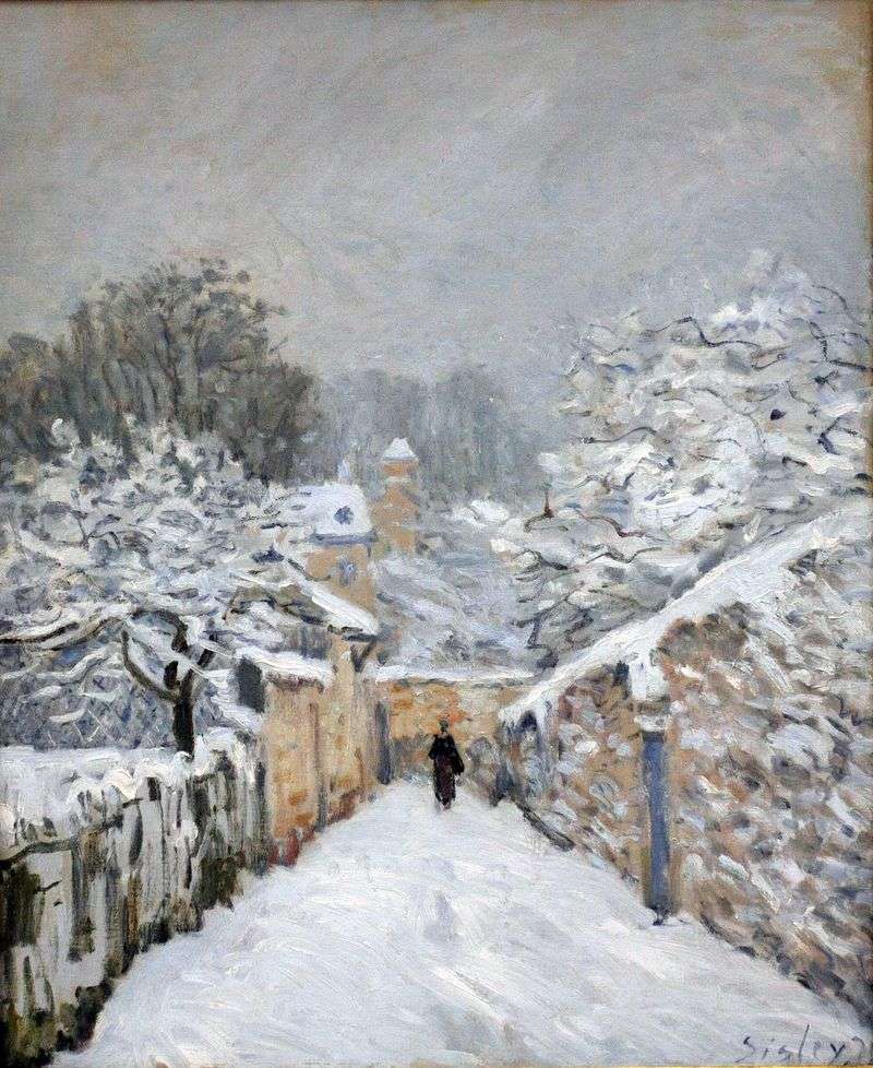 Śnieg w Louvienienna   Alfred Sisley