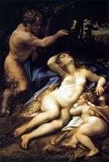 Wenus i Kupidyn, za którymi podgląda satyr   Correggio (Antonio Allegri)