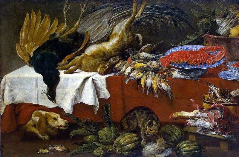 Martwa natura z nietoperzową dziczyzną i homarem   Frans Snyders