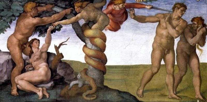 Upadek i wygnanie z raju   Michelangelo Buonarroti