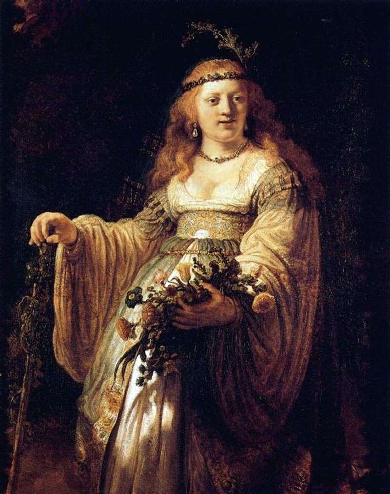 Portret Saski w stroju pasterskim   Rembrandt Harmens Van Rhine