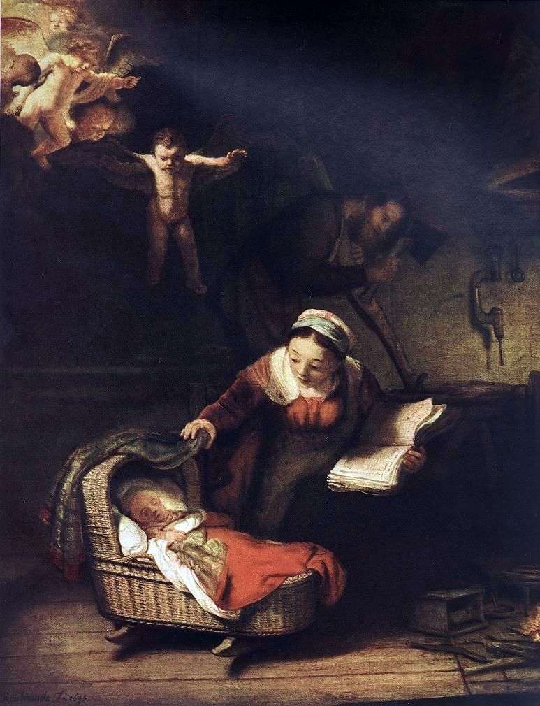 Święta rodzina i anioły   Rembrandt Harmens Van Rhine