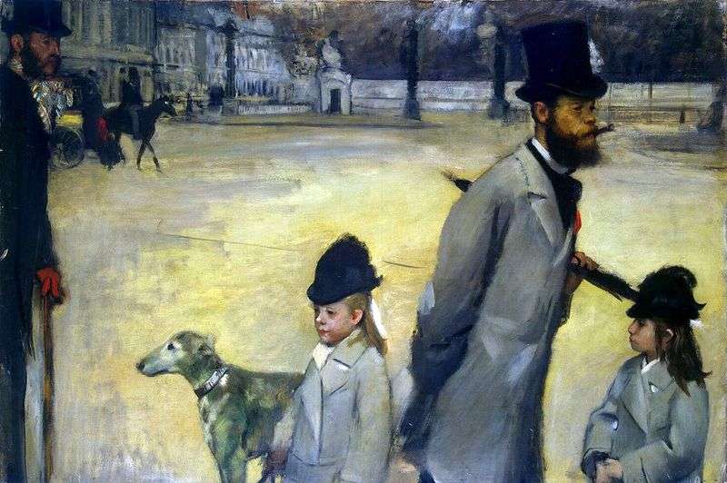 Portret Viscount Lepika with Daughters   Edgar Degas