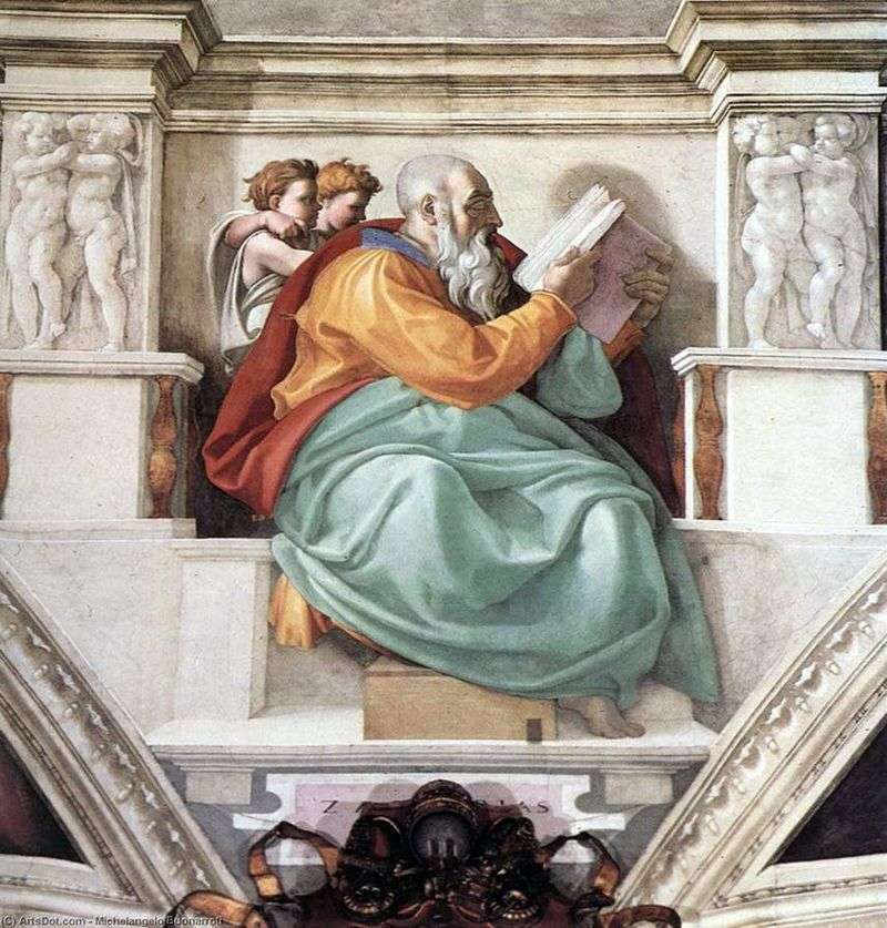 Prorok Zachariasz, Ojciec Jana Chrzciciela (Fresco)   Michał Anioł Buonarroti