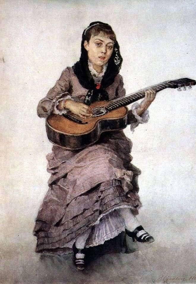 Portret księżnej S. A. Kropotkina z gitarą   Wasilij Surikow