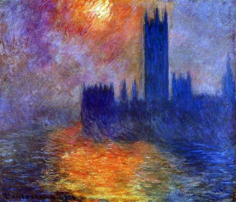 Budynek Parlamentu w Londynie. Zachód słońca   Claude Monet