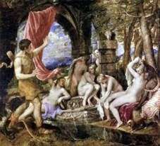 Acteon, zaglądając do kąpieli Diana   Titian Vecellio