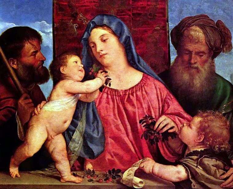 Madonna z wiśniami   Titian Vechelio