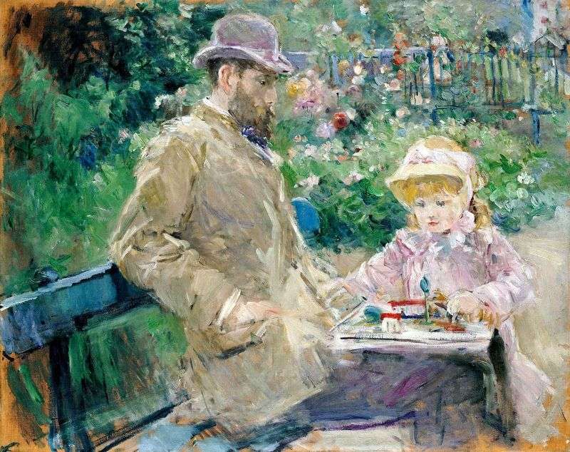 Eugene Manet z córką w Bougival   Berthe Morisot