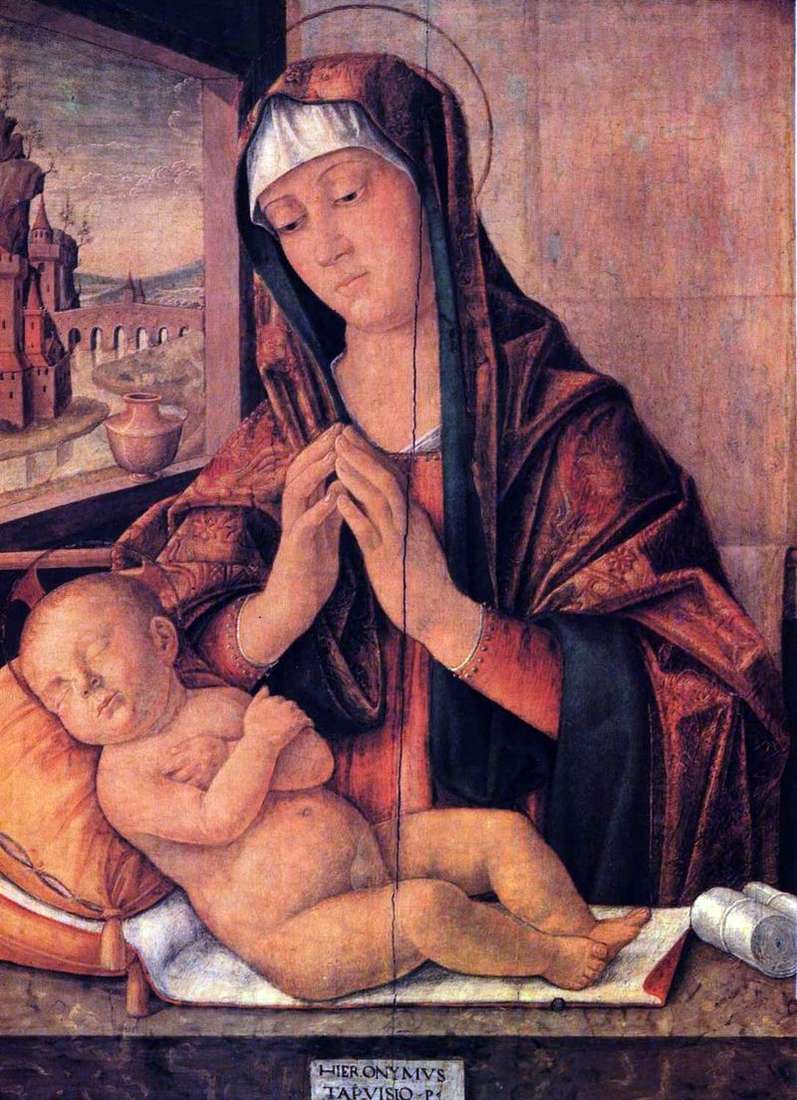 Maria ze śpiącym dzieckiem   Girolamo da Treviso