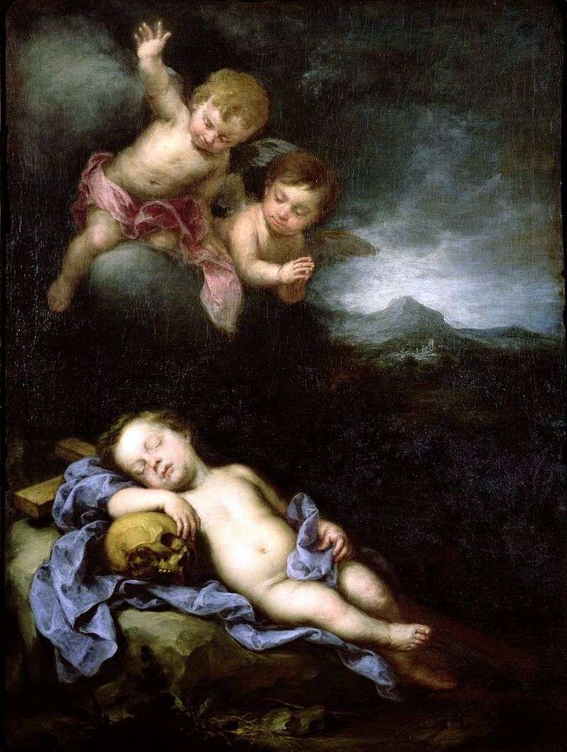 Śpiący Chrystus z Aniołami   Bartolome Esteban Murillo